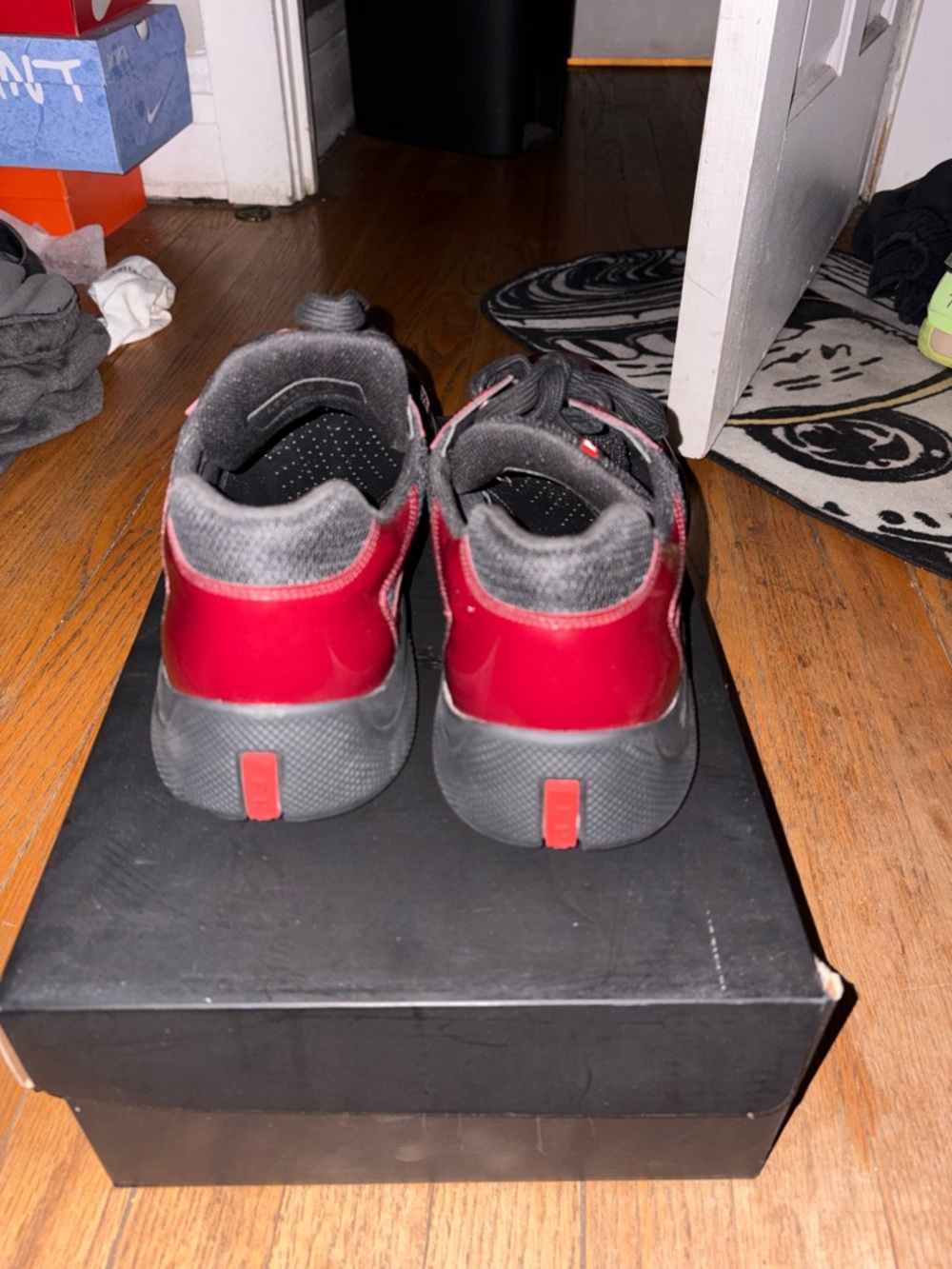 Prada Men’s Bordeaux & Black Sneakers - Picture 3 of 7